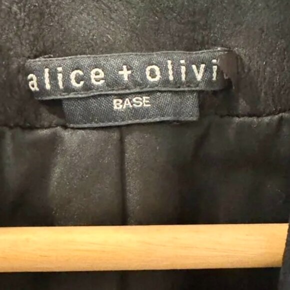 Alice + Olivia Harvey Open Front Goat Suede Leather Jacket | Women's Small Black - Picture 9 of 9